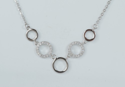 Sterling Silver/CZ 5 Open Circle Pendant and Chain